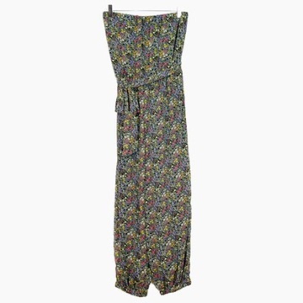 Alyn Paige Jumpsuit Women's Size M Black Floral Print Sleeveless Belted Romper